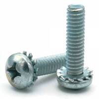 #12-24 X 1/2&quot; EXTERNAL TOOTH SEMS PHILLIPS PAN HEAD MACHINE SCREWS ZINC